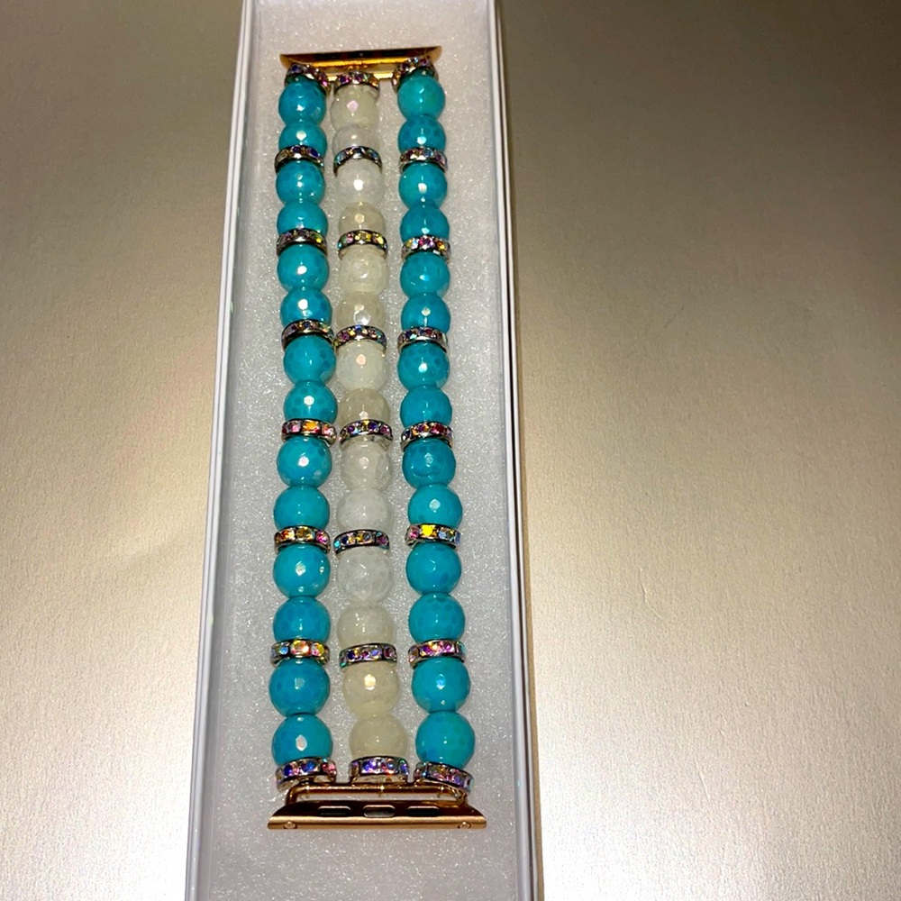 Apple Watch band beaded with rhinestone spacers fit Watch 42 44 45